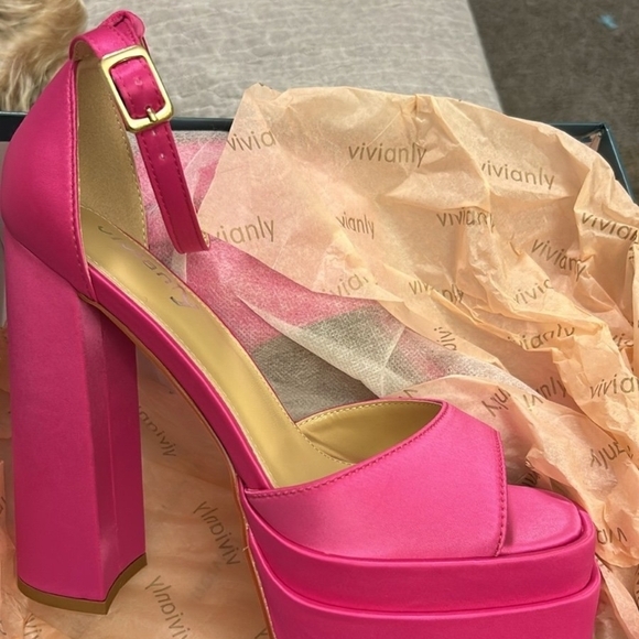 Vivianly Hot Pink Platform Sandals - Picture 7 of 9